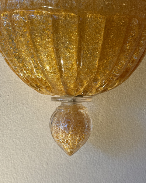 Pair of Large Murano "Graniglia "Leaf Murano Glass Wall Sconces