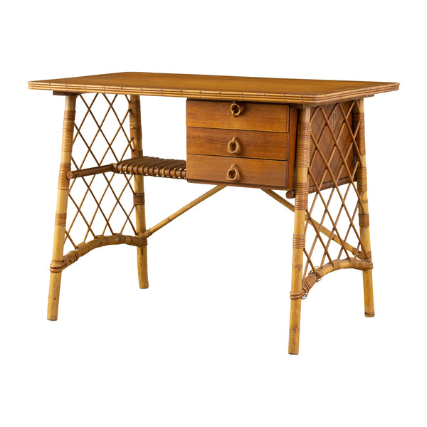 1950s Childs Cane Desk in the Style of Lois Sognot (1892 -1969)