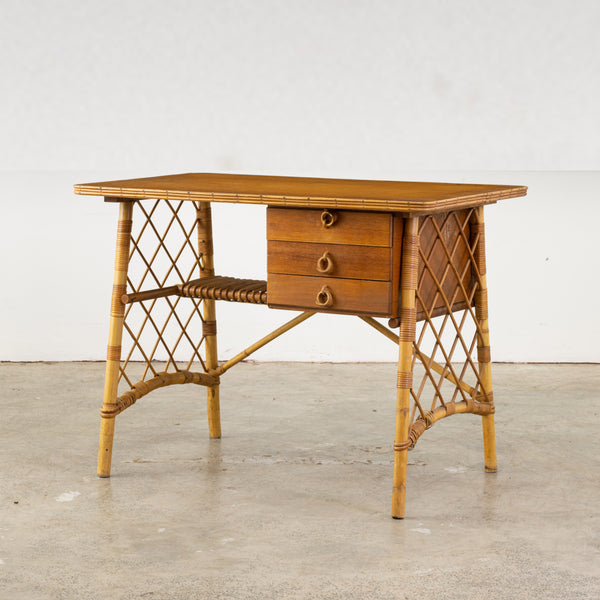 1950s Childs Cane Desk in the Style of Lois Sognot (1892 -1969)