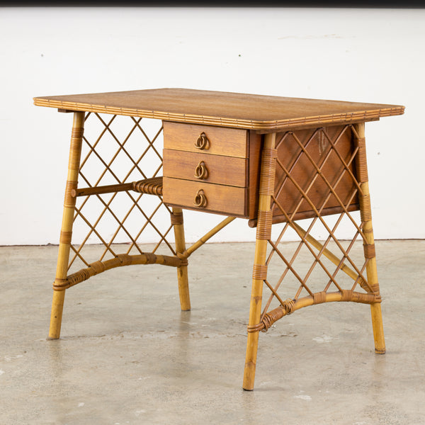 1950s Childs Cane Desk in the Style of Lois Sognot (1892 -1969)