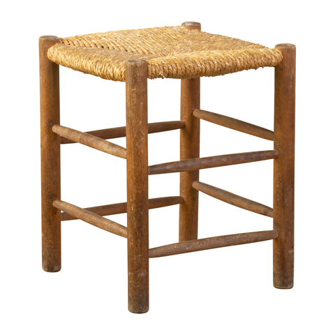 Rush Caned Low stool in the style of Charlotte Periand (8 available)