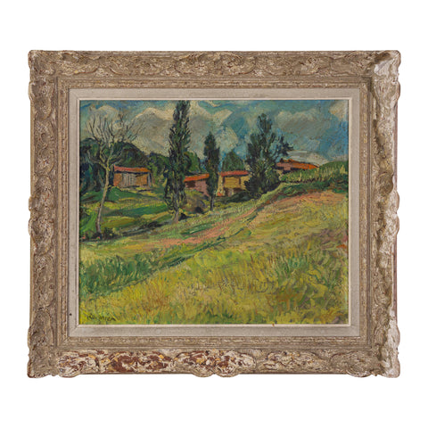 20th Century Landscape with Three houses admist Mountians
