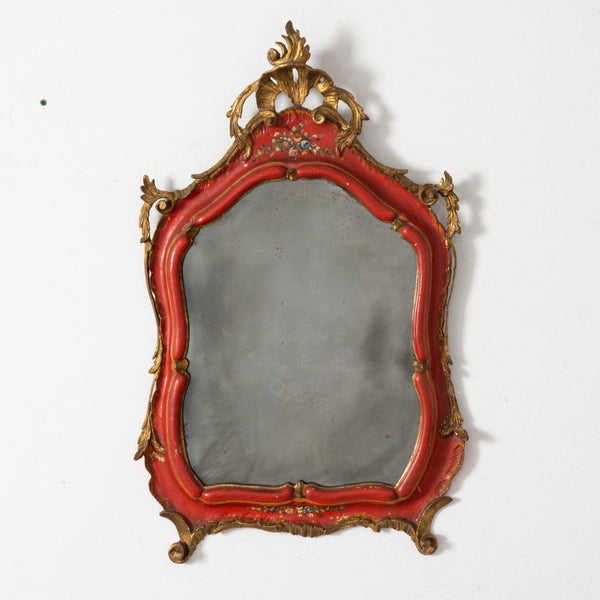 Late 19th Century Venetian Red Lacquer Mirror