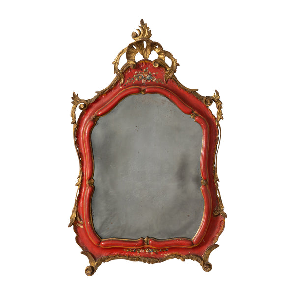 Late 19th Century Venetian Red Lacquer Mirror