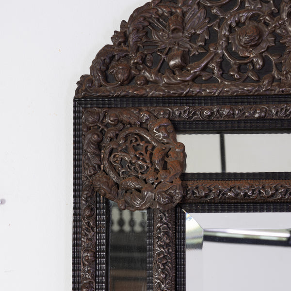 A Large 19th Century Dutch Repousse Cushion Mirror