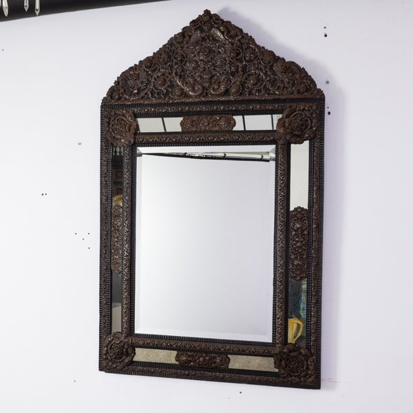 A Large 19th Century Dutch Repousse Cushion Mirror