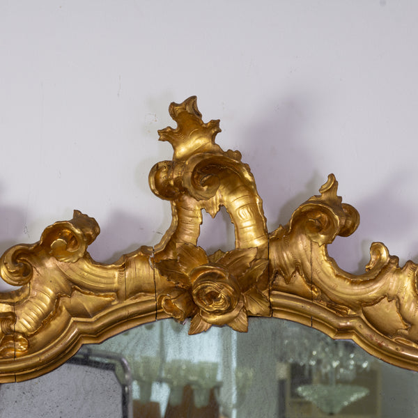 A Large 19th Century Italian Neo-Rococo Carved Giltwood Mirror