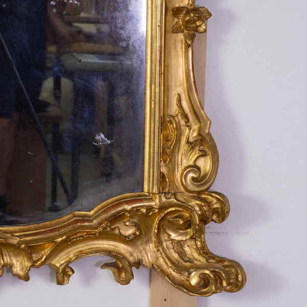 A Large 19th Century Italian Neo-Rococo Carved Giltwood Mirror