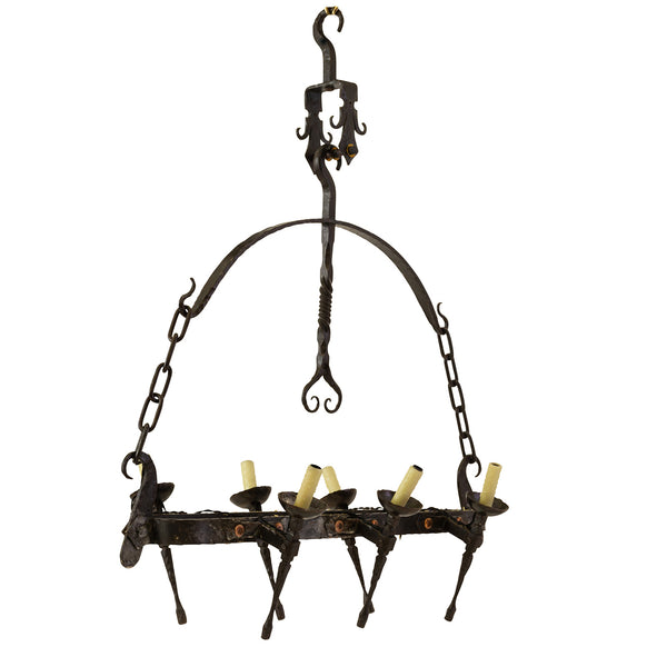 Vintage French Forged Iron Chandelier
