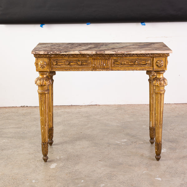 18th Century Louis XVI Giltwood and Marble Console Table