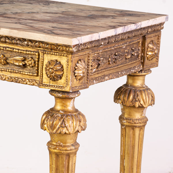 18th Century Louis XVI Giltwood and Marble Console Table
