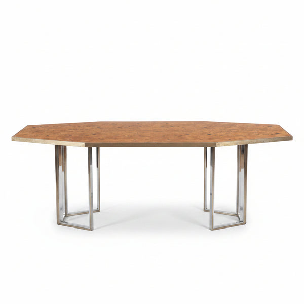1970s Will Rizzo Style Dining Table in Burl Elm