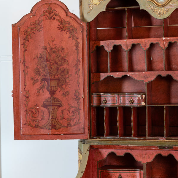 Venetian Lacquer and Polychrome Painted Secretaire Cabinet
