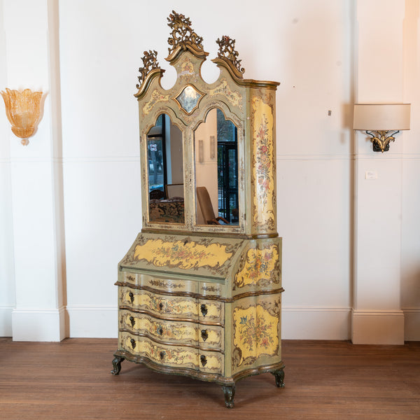 Venetian Lacquer and Polychrome Painted Secretaire Cabinet