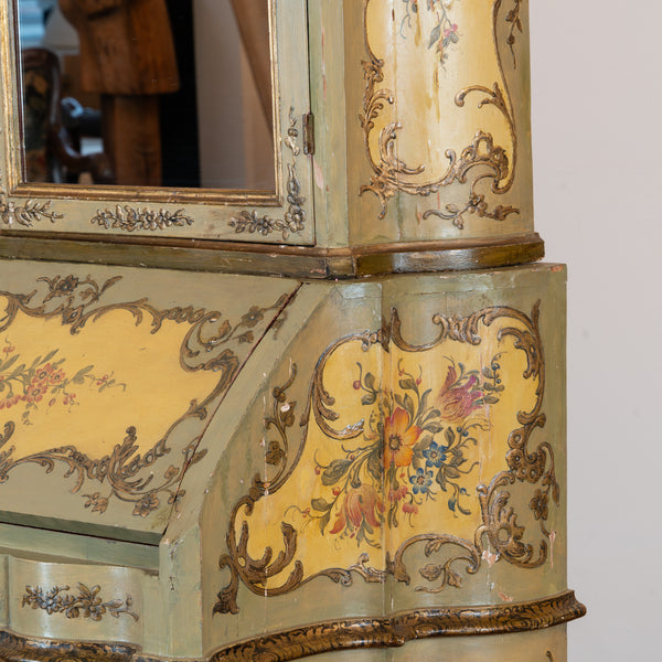 Venetian Lacquer and Polychrome Painted Secretaire Cabinet