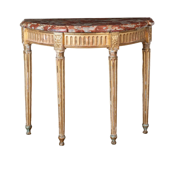 Louis XVI Giltwood Demi Console with Brèche du Languedoc