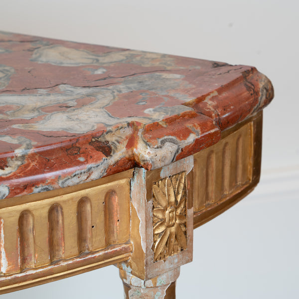 Louis XVI Giltwood Demi Console with Brèche du Languedoc