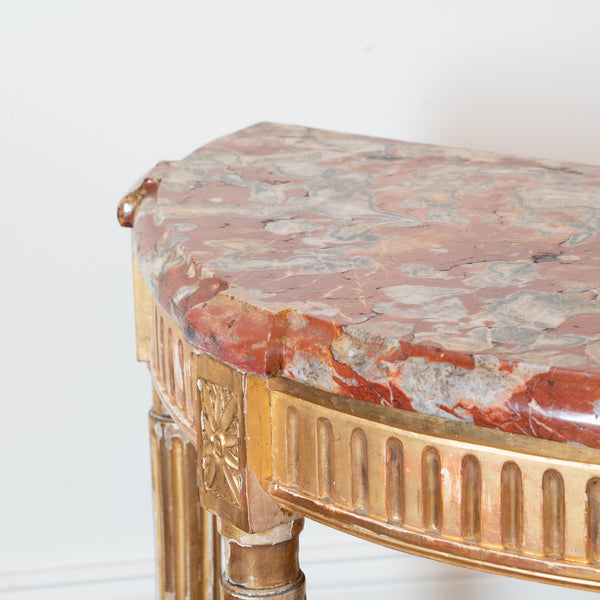 Louis XVI Giltwood Demi Console with Brèche du Languedoc