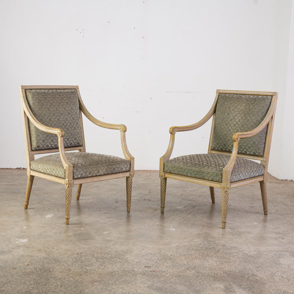 Pair Painted Louis XVI Style Armchairs