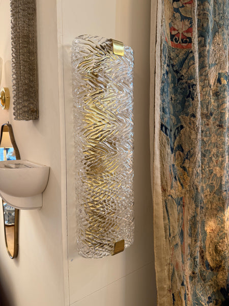 A Murano "Bark" Textured Glass and Brass Wall Light (4 available)