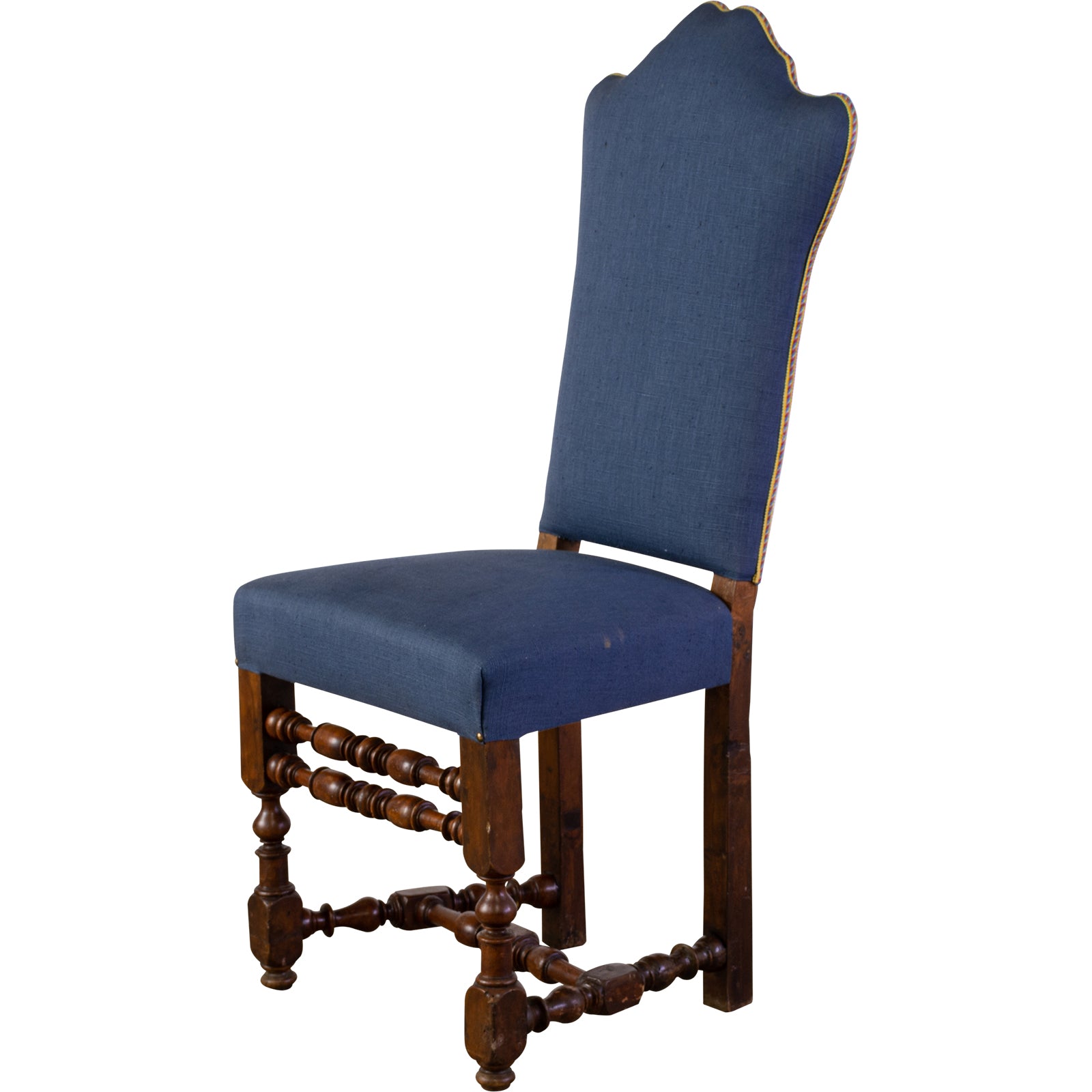 19th Century Italian Walnut Side Chair with Camel Back