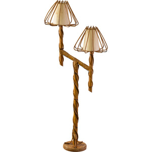 French rattan floor lamp attributed to Louis Sognot