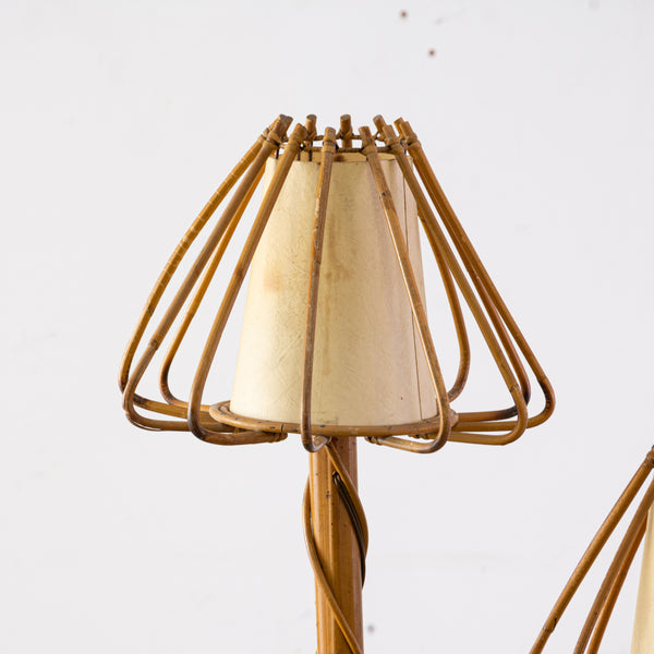 French rattan floor lamp attributed to Louis Sognot