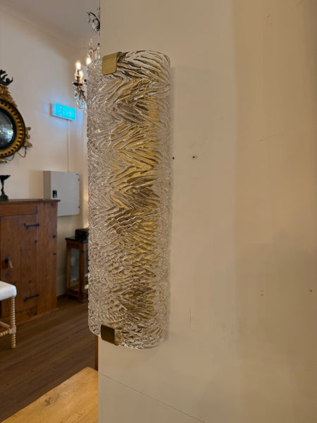 A Murano "Bark" Textured Glass and Brass Wall Light (4 available)