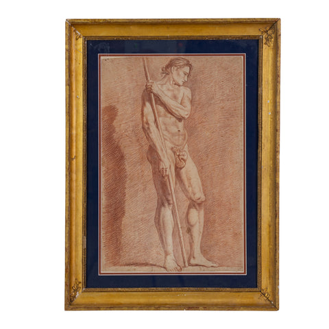 A 19th Century Study of a Man holding a Staff