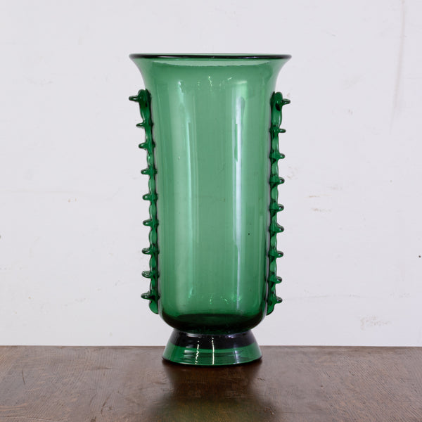 Verde Murano Vase with applied shards