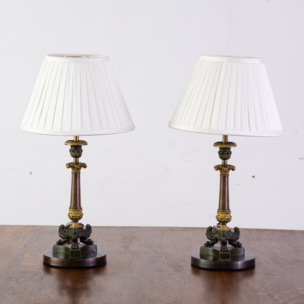 Pair French Neo-Classical Bronze Table Lamps