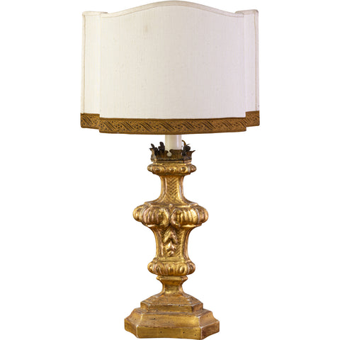 A 19th Century Giltwood Pricket Candlestick Converted to a Table Lamp