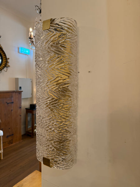 A Murano "Bark" Textured Glass and Brass Wall Light (4 available)