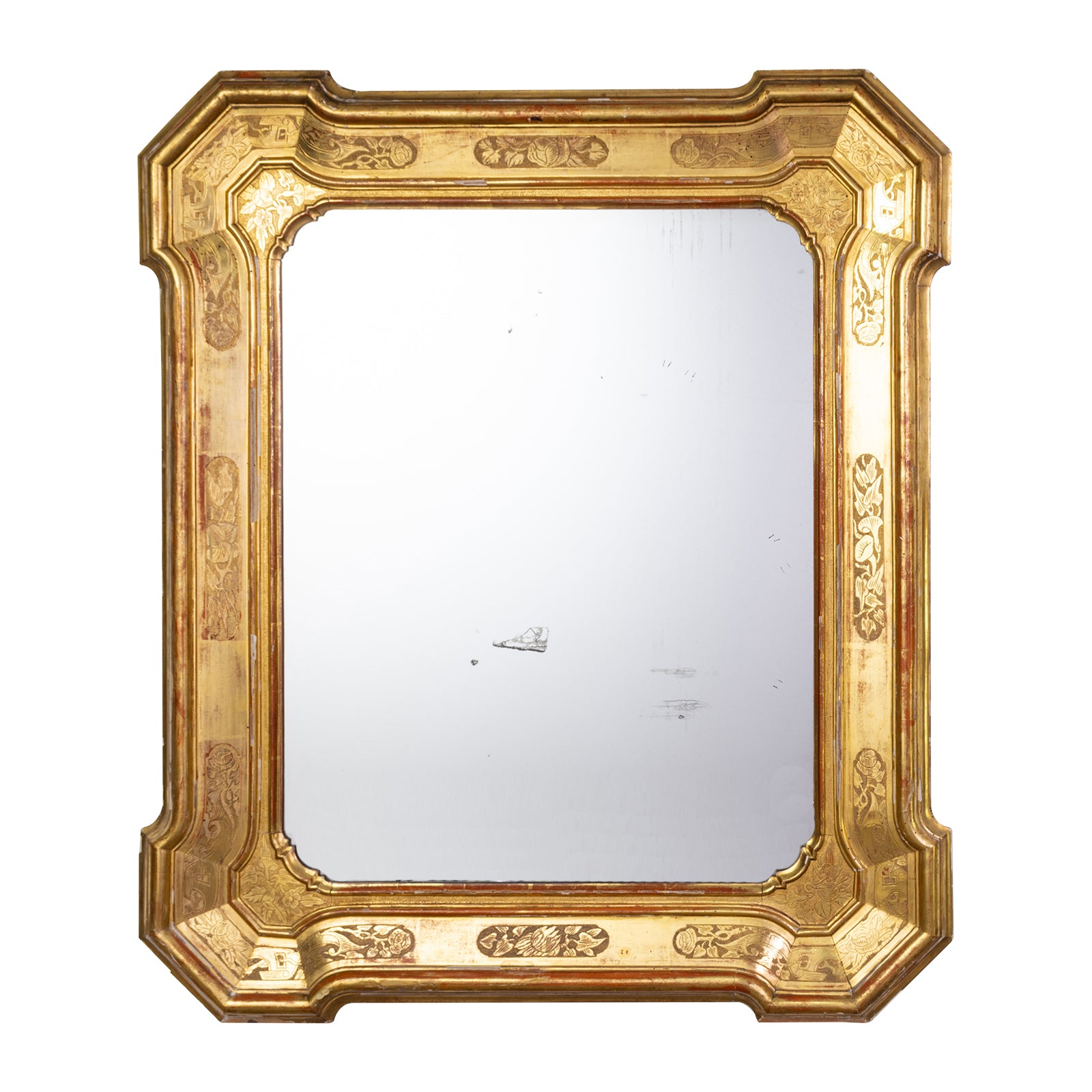 A Large Italian Louis Philippe Giltwood Overmantel Mirror