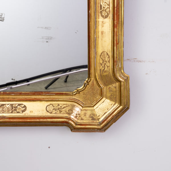 A Large Italian Louis Philippe Giltwood Overmantel Mirror