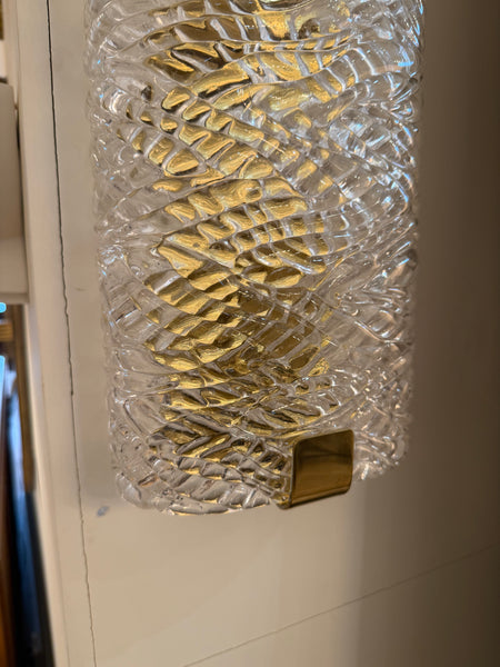 A Murano "Bark" Textured Glass and Brass Wall Light (4 available)