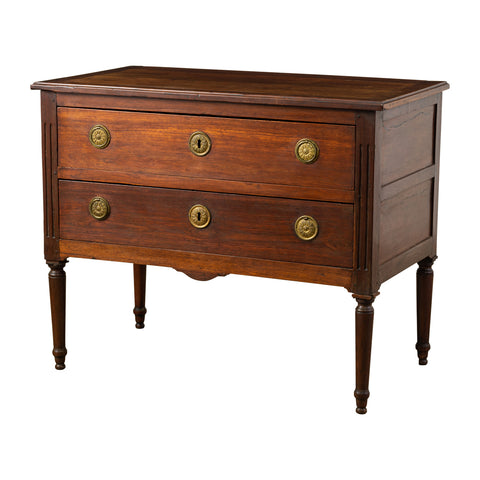 18th Century French Louis XVI Commode, with Imperial Neoclassical brass handles and escutcheons