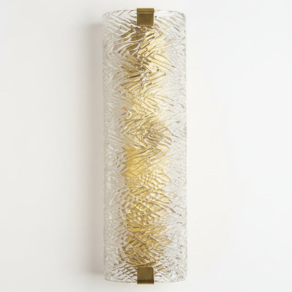 A Murano "Bark" Textured Glass and Brass Wall Light (4 available)