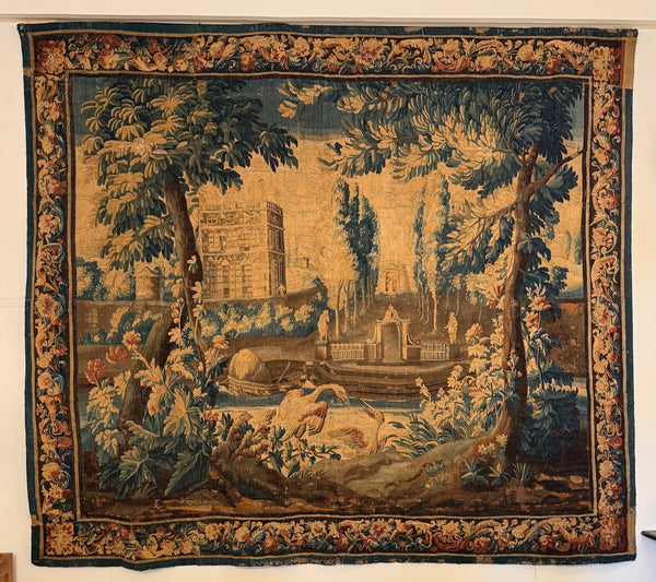 18th century Aubusson Verdure Tapestry after a design by Jean-Baptiste Oudry
