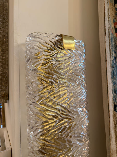 A Murano "Bark" Textured Glass and Brass Wall Light (4 available)