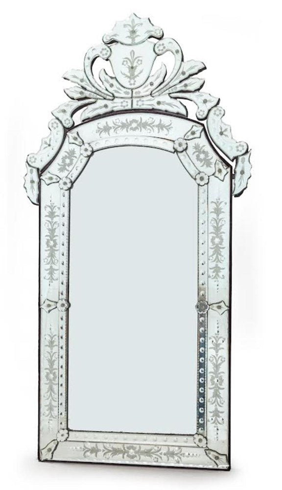 A Large early 20th Century Venetian Etched and Cut Glass Mirror