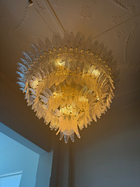 Murano Palmette Chandelier with Brass Frame