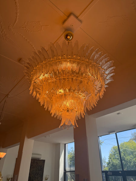 Murano Palmette Chandelier with Brass Frame