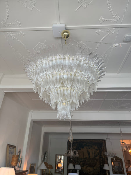 Murano Palmette Chandelier with Brass Frame
