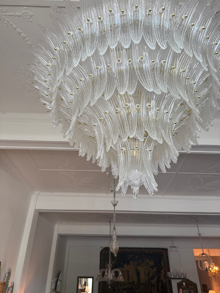 Murano Palmette Chandelier with Brass Frame