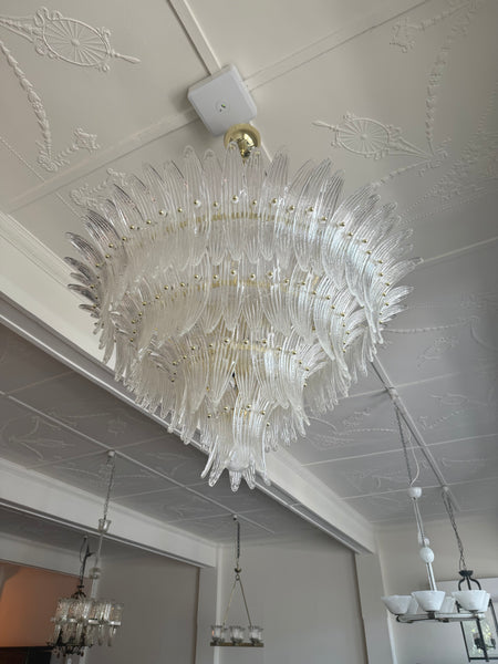 Murano Palmette Chandelier with Brass Frame