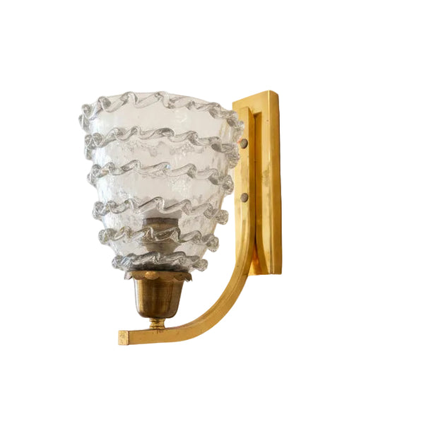 A Vintage Murano Wall Sconces with scrolls in the manner of Barovier