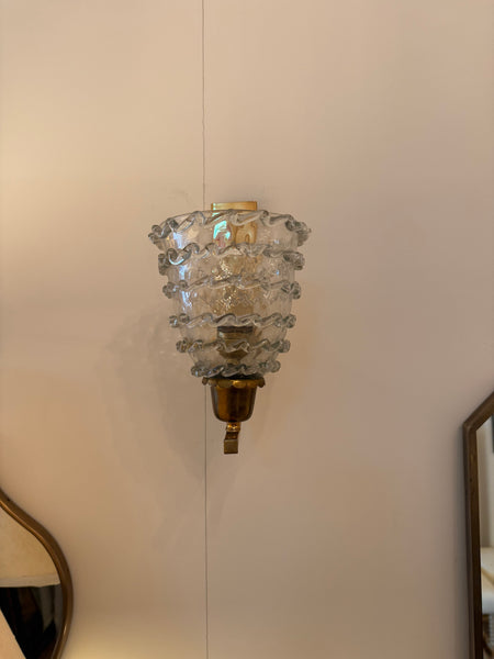 A Vintage Murano Wall Sconces with scrolls in the manner of Barovier