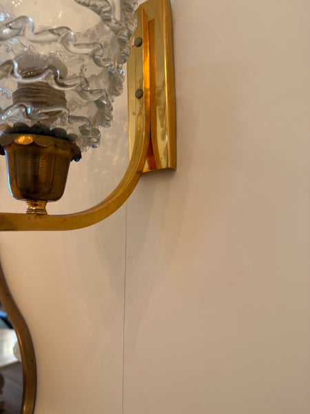 A Vintage Murano Wall Sconces with scrolls in the manner of Barovier