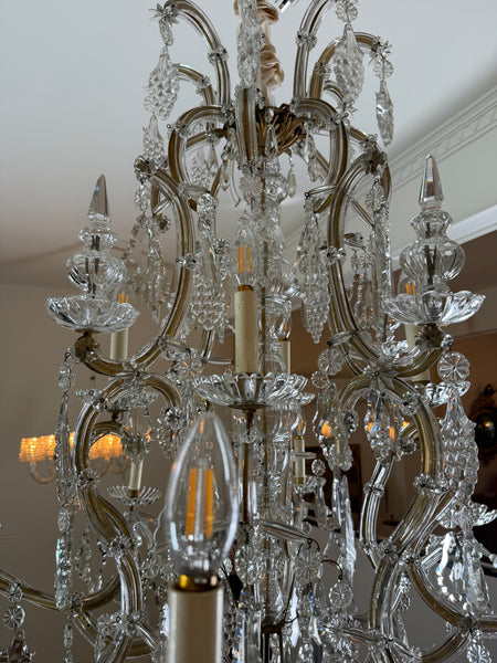 A Maria Theresa Style Glass and Gilt Metal Chandelier